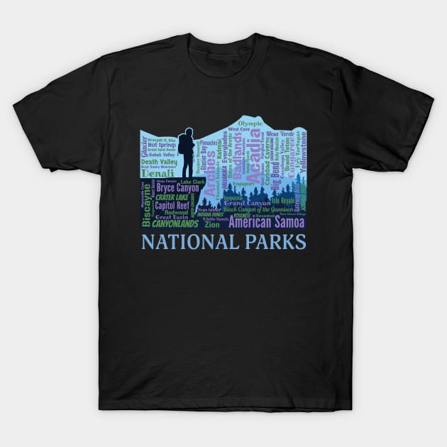 All National Parks List Word Cloud T-Shirt by Pine Hill Goods